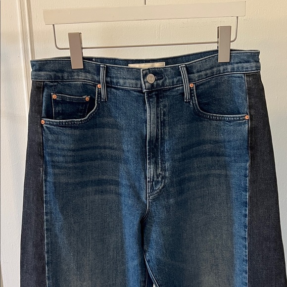 MOTHER Women's Two-Tone Blue Barrel Leg Jeans - Picture 3 of 6